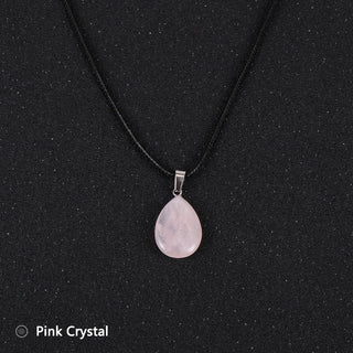 Buy pink-crystal Women Natural Stone Crystal Water Drop Pendant Necklace