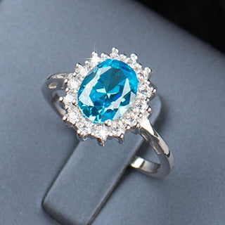 Buy light-blue 2.0Ct Fashion Real Solid 925 Sterling Silver Ring Fashion For Women