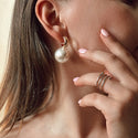 Women Oversized Pearl Drop Earrings Bohemian