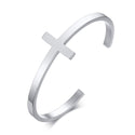 Stainless Steel Cross Cuff Bracelet Bangle For Men Women