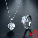 Women 925 Sterling Silver Sets Ring Natural Crystal Pendant