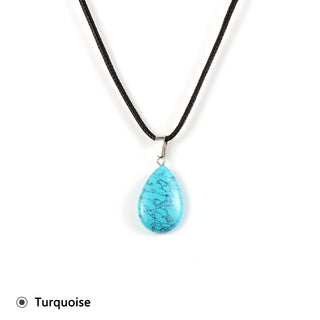 Buy turquoise Women Natural Stone Crystal Water Drop Pendant Necklace