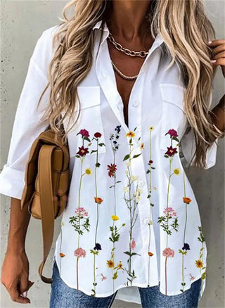 Woman's Floral long-sleeve casual blouse