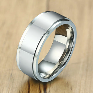 Buy 8mm-glossy-silver Spinner Ring for Men Stress Release