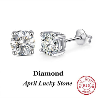 Buy apr-diamond Women 925 Sterling Silver Birthstone Earrings