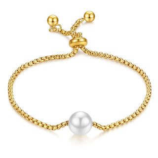 Buy ad1197-g Women New Cross Pearl Heart Charms Bracelet