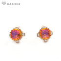 Women 585 Rose Gold Square Crystal Dangle Earrings