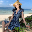 Women's French Stylish Small Daisy Crochet Hollow-out Cinched Slim Looking Dress