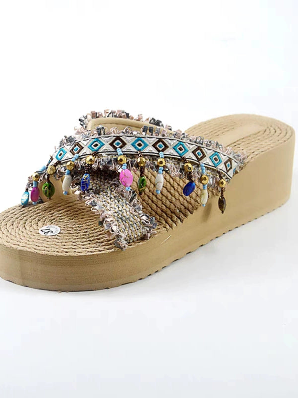 Women Thick-Soled Summer Fashionable Tassel Sandals