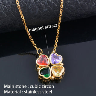 Buy xl333w6 Women's 4 Crystal Heart Flower Necklace