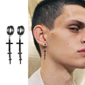 Men's Stainless Steel Unisex Punk Black Hoop Earrings Small Trendy