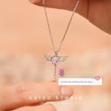Women Pink Heart Moving 925 Sterling Silver Necklace