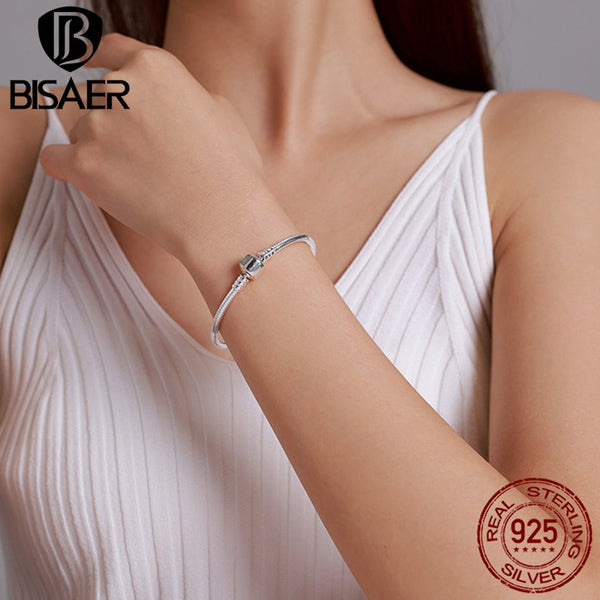 100% 925 Sterling Silver Classic Snake Bracelet For Women