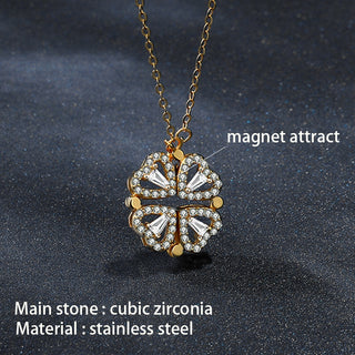 Buy xl333j Women's 4 Crystal Heart Flower Necklace