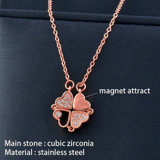 Buy xl333u Women's 4 Crystal Heart Flower Necklace