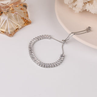 Buy silver 2022 new design flower zircon adjustable female prom party bracelet