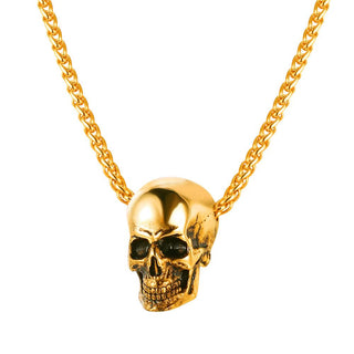 Buy gold-color Halloween Skull Necklace Pendant Skeleton for Men
