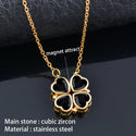 Women's 4 Crystal Heart Flower Necklace