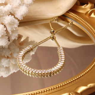 Buy gold 2022 new design flower zircon adjustable female prom party bracelet