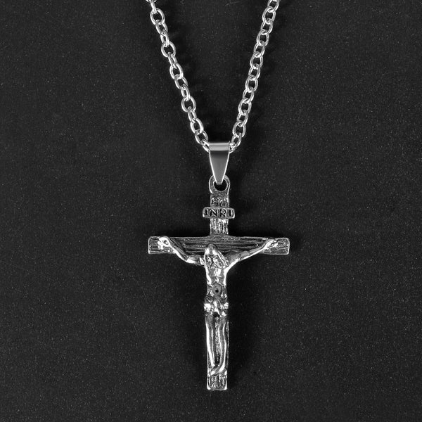 Men's  Rhinestone Cross Crystal Pendant Chain Necklace