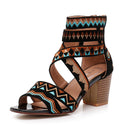 Women's Ankle-Strap Vintage Embroidery Roman Style Sandals