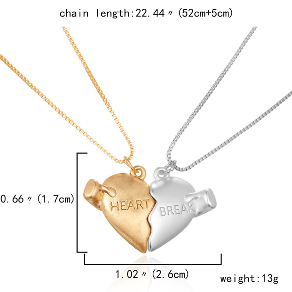 2Pcs Magnetic Couple Necklace Lover Heart Distance Paired Pendant For Women