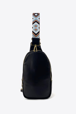 Buy black Adjustable Strap PU Leather Sling Bag