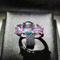 Luxurious Mystery Stone Ring Silver Plated Rainbow Fashion