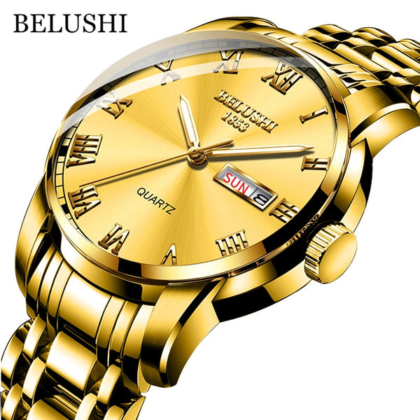 Men Stainless Steel Business Date Clock Waterproof Luminous Watches