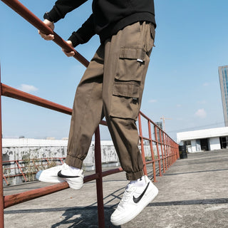 Buy coffee New Mens Big Pocket Cargo Harem Pants Casual Trousers