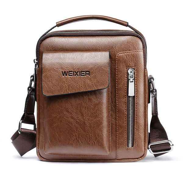 Mens Shoulder Bags Crossbody  Multi-function Handbags Capacity PU Leather Tote Bag