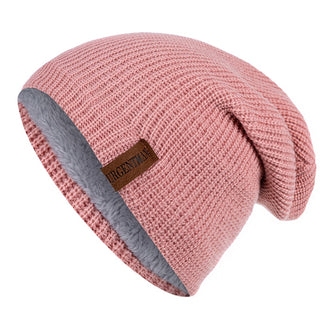 Buy pink Beanie Hat Leisure Fur Lined Winter Hats For Men Women