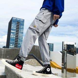 Buy dk10-gray-biue Streetwear Mens Hip Hop Jogging Pants Casual Trousers