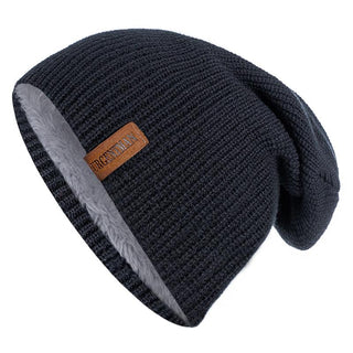 Buy black Beanie Hat Leisure Fur Lined Winter Hats For Men Women