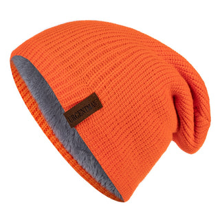 Buy orange Beanie Hat Leisure Fur Lined Winter Hats For Men Women