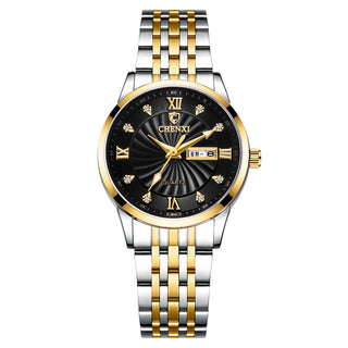Buy women-black New Couple Watches Luxury Brand Women or Men Watches Quartz Date week Clock Wristwatches,