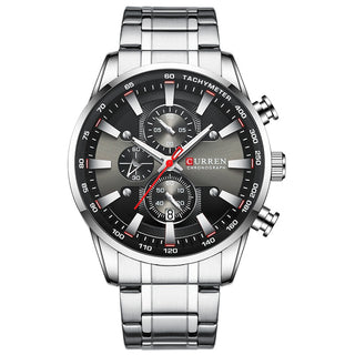 Buy silver-black New Watches for Men Quartz Men’s Sport Waterproof
