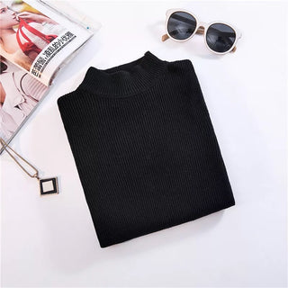 Buy black Women Top Pull Turtleneck Pullovers Sweaters
