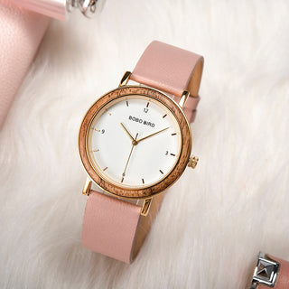 Buy pink Bobo Bird Wood Watches for Women 2022 luxury Ultra-thin Quartz