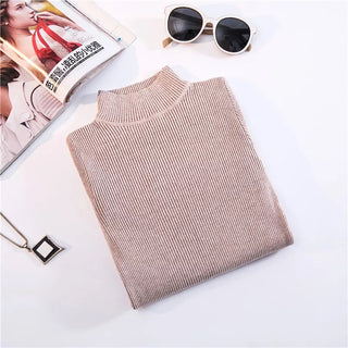 Buy rice-camel Women Top Pull Turtleneck Pullovers Sweaters
