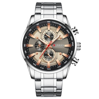Buy silver-grey New Watches for Men Quartz Men’s Sport Waterproof