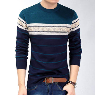 Buy blue 2022 Fashion Casual Striped T-Shirts Men Pullover Sweater