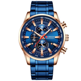 Buy rose-gold-blue New Watches for Men Quartz Men’s Sport Waterproof