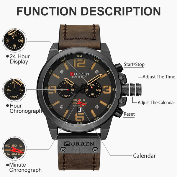Men's Waterproof Sport Wrist Watch Chronographic