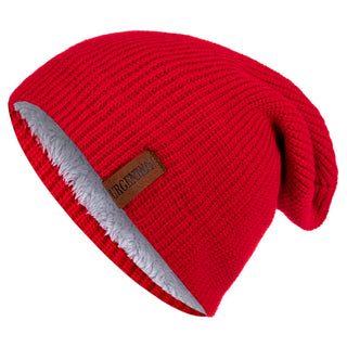 Buy red Beanie Hat Leisure Fur Lined Winter Hats For Men Women