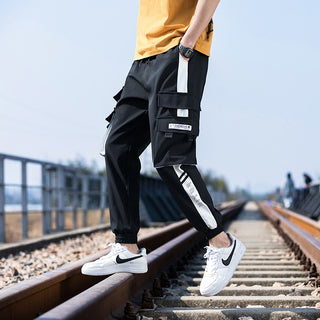 Buy dk06-black-white Streetwear Mens Hip Hop Jogging Pants Casual Trousers