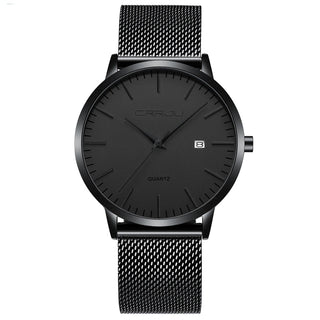 Buy black-black-silver Fashion Men's Watches Ultra Thin Quartz Watch