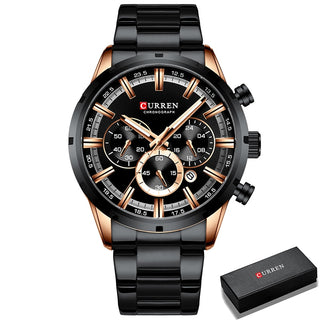 Buy gold-black-box Men's Watches Full Steel Waterproof Chronographic