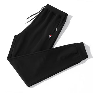 Buy pencil-black Men Cotton Sweatpants 2023 Solid Color Elasticity Trousers Drawstring