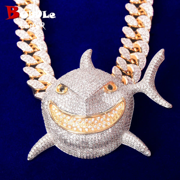 Men's Shark Pendant Necklace Gold Color